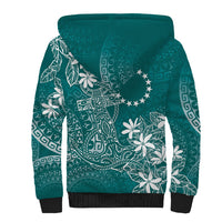 Teal Kuki Airani Tapakau Sherpa Hoodie Tribal Anchor Mix Tiare