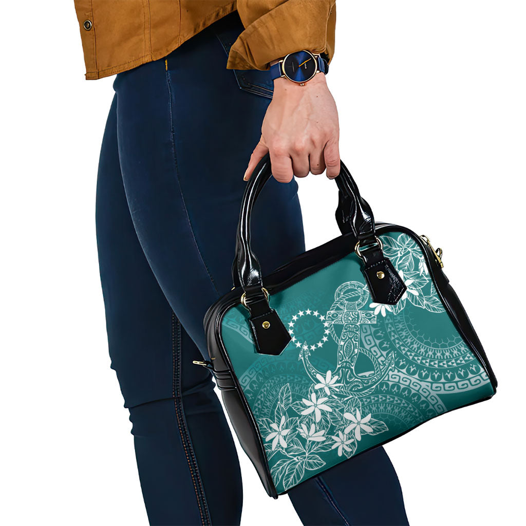 Teal Kuki Airani Tapakau Shoulder Handbag Tribal Anchor Mix Tiare