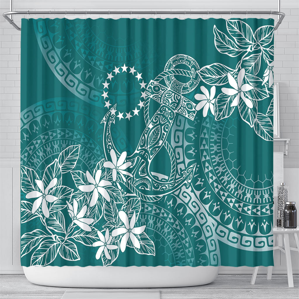 Teal Kuki Airani Tapakau Shower Curtain Tribal Anchor Mix Tiare