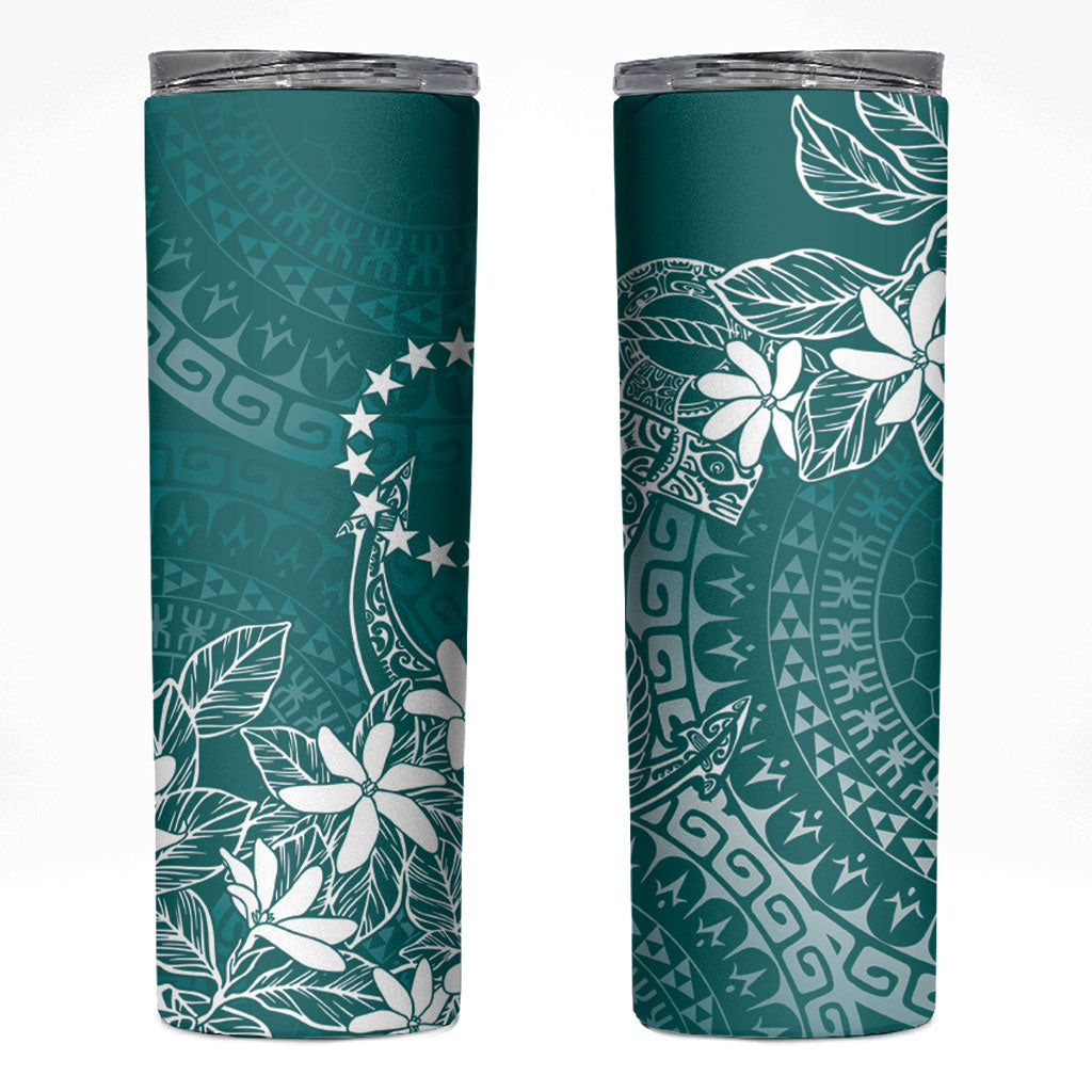 Teal Kuki Airani Tapakau Skinny Tumbler Tribal Anchor Mix Tiare LT7 Teal - Polynesian Pride