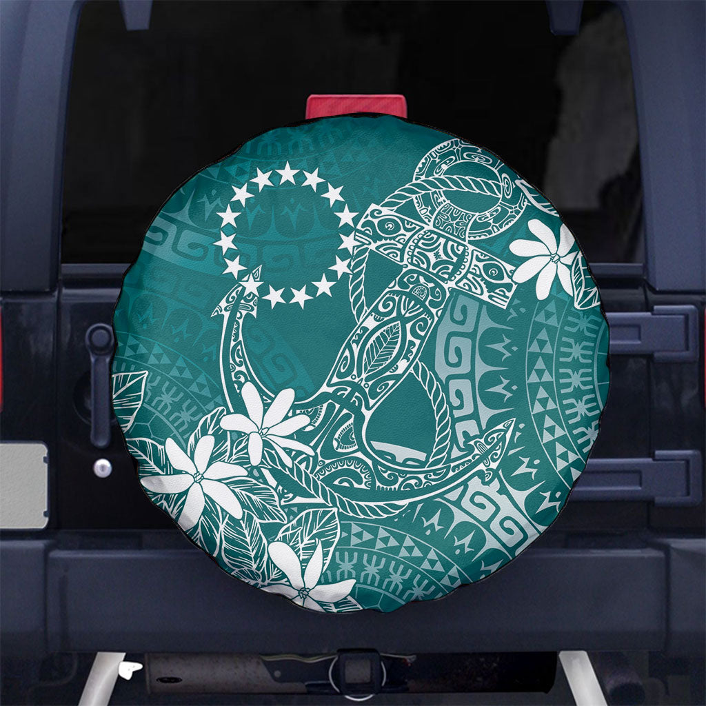Teal Kuki Airani Tapakau Spare Tire Cover Tribal Anchor Mix Tiare