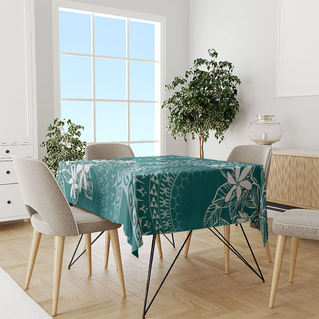 Teal Kuki Airani Tapakau Tablecloth Tribal Anchor Mix Tiare