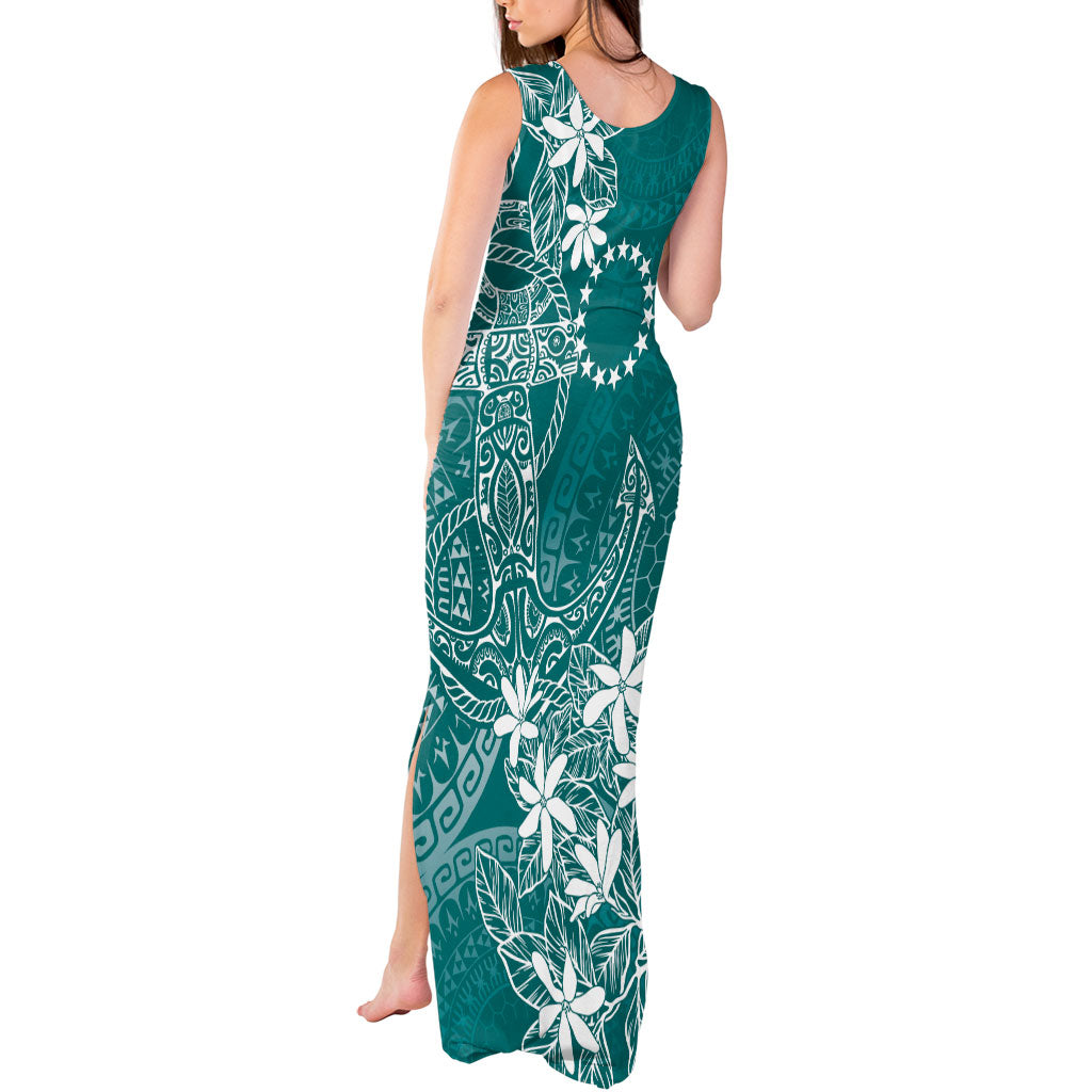 Teal Kuki Airani Tapakau Tank Maxi Dress Tribal Anchor Mix Tiare