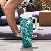 Teal Kuki Airani Tapakau Tumbler With Handle Tribal Anchor Mix Tiare