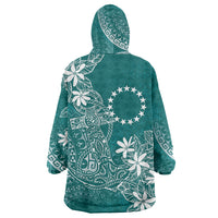 Teal Kuki Airani Tapakau Wearable Blanket Hoodie Tribal Anchor Mix Tiare