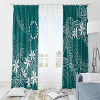 Teal Kuki Airani Tapakau Window Curtain Tribal Anchor Mix Tiare