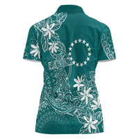 Teal Kuki Airani Tapakau Women Polo Shirt Tribal Anchor Mix Tiare