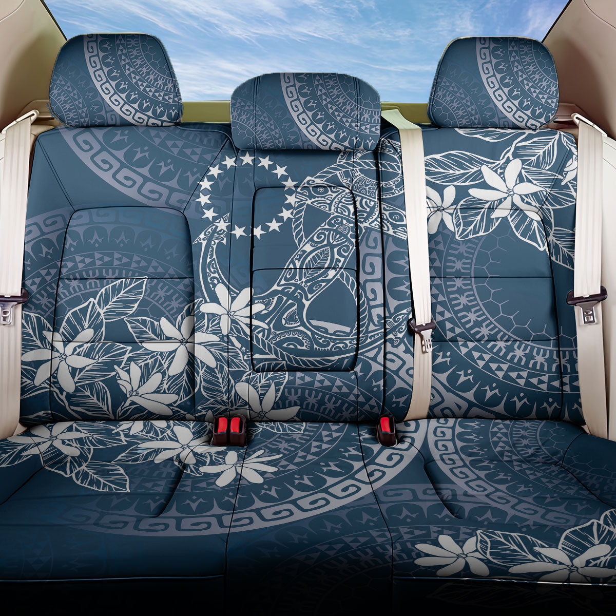 Navy Kuki Airani Tapakau Back Car Seat Cover Tribal Anchor Mix Tiare