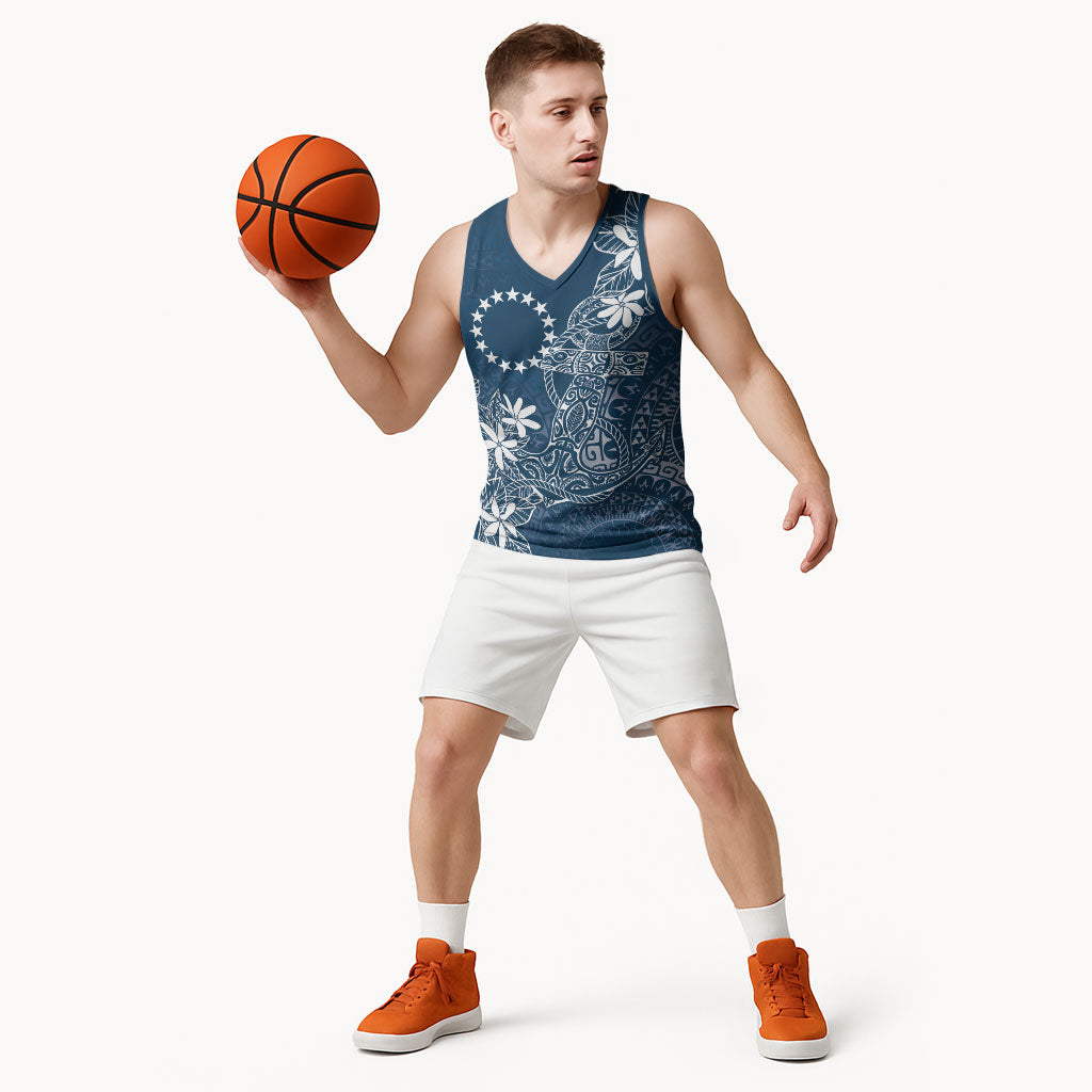 Navy Kuki Airani Tapakau Basketball Jersey Tribal Anchor Mix Tiare