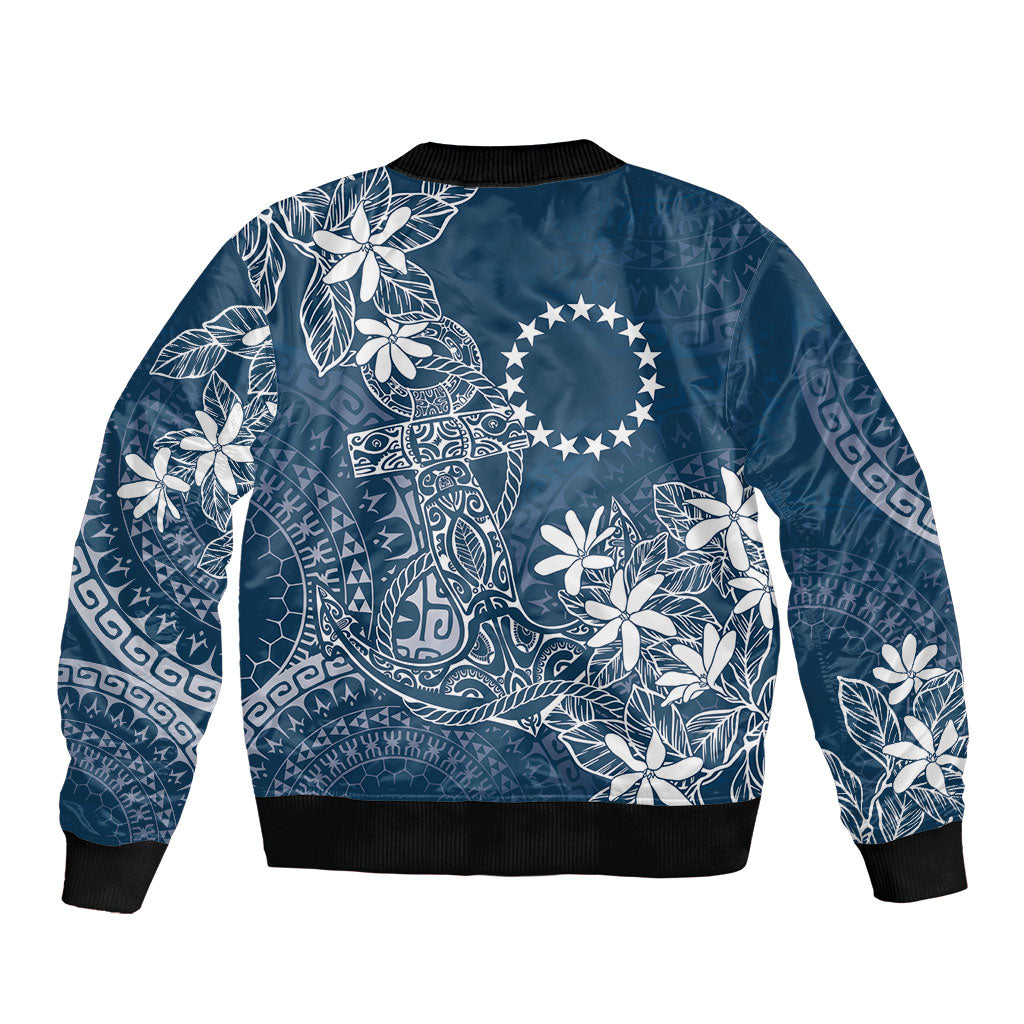 Navy Kuki Airani Tapakau Bomber Jacket Tribal Anchor Mix Tiare