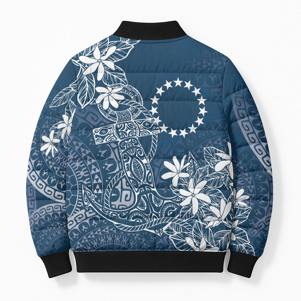 Navy Kuki Airani Tapakau Bomber Puffer Jacket Tribal Anchor Mix Tiare