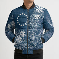 Navy Kuki Airani Tapakau Bomber Puffer Jacket Tribal Anchor Mix Tiare
