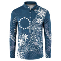 Navy Kuki Airani Tapakau Button Sweatshirt Tribal Anchor Mix Tiare