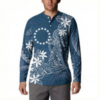 Navy Kuki Airani Tapakau Button Sweatshirt Tribal Anchor Mix Tiare