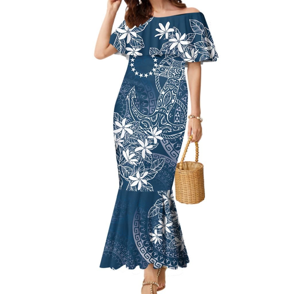 Navy Kuki Airani Tapakau Family Matching Mermaid Dress and Hawaiian Shirt Tribal Anchor Mix Tiare