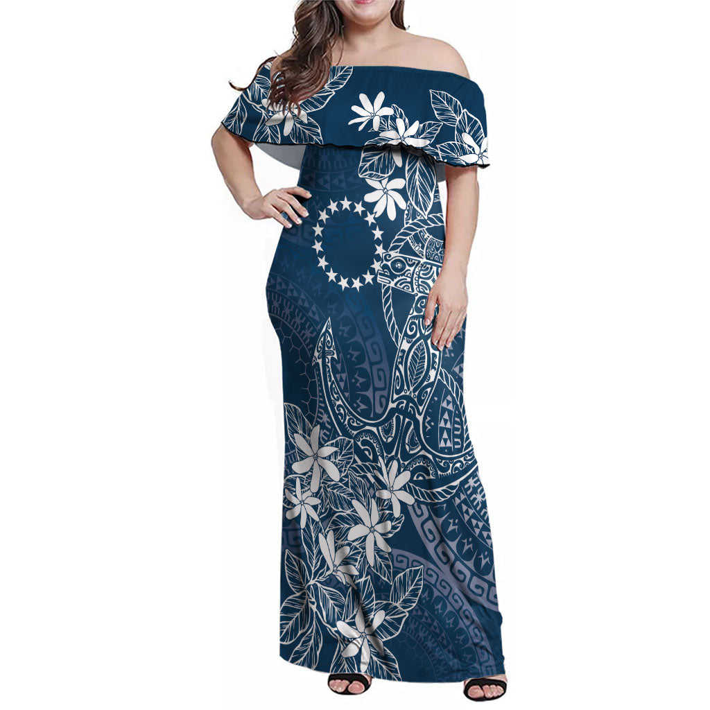 Navy Kuki Airani Tapakau Family Matching Off Shoulder Maxi Dress and Hawaiian Shirt Tribal Anchor Mix Tiare