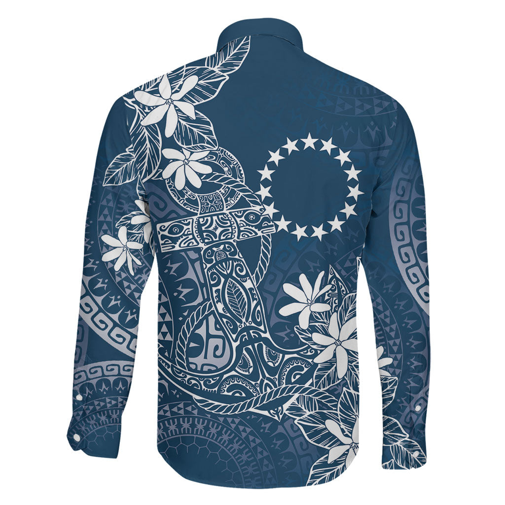 Navy Kuki Airani Tapakau Family Matching Off Shoulder Short Dress and Hawaiian Shirt Tribal Anchor Mix Tiare