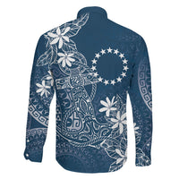 Navy Kuki Airani Tapakau Family Matching Off Shoulder Short Dress and Hawaiian Shirt Tribal Anchor Mix Tiare