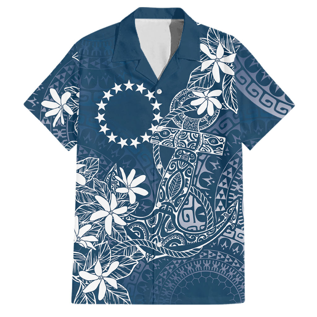 Navy Kuki Airani Tapakau Family Matching Puletasi and Hawaiian Shirt Tribal Anchor Mix Tiare