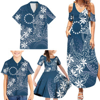 Navy Kuki Airani Tapakau Family Matching Summer Maxi Dress and Hawaiian Shirt Tribal Anchor Mix Tiare