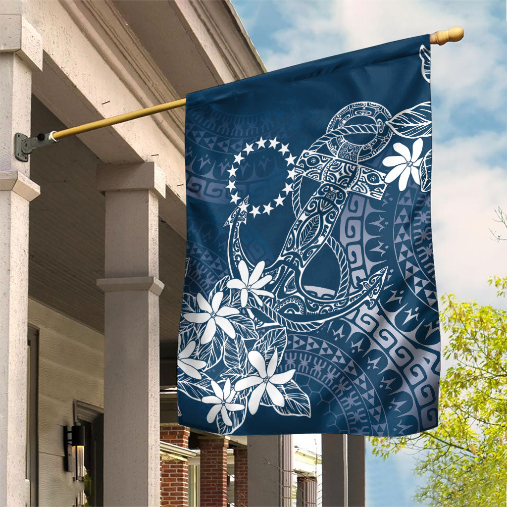 Navy Kuki Airani Tapakau Garden Flag Tribal Anchor Mix Tiare LT7 House Flag Navy - Polynesian Pride