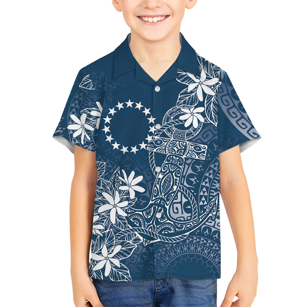 Navy Kuki Airani Tapakau Hawaiian Shirt Tribal Anchor Mix Tiare