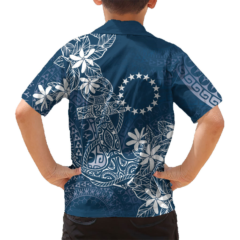 Navy Kuki Airani Tapakau Hawaiian Shirt Tribal Anchor Mix Tiare