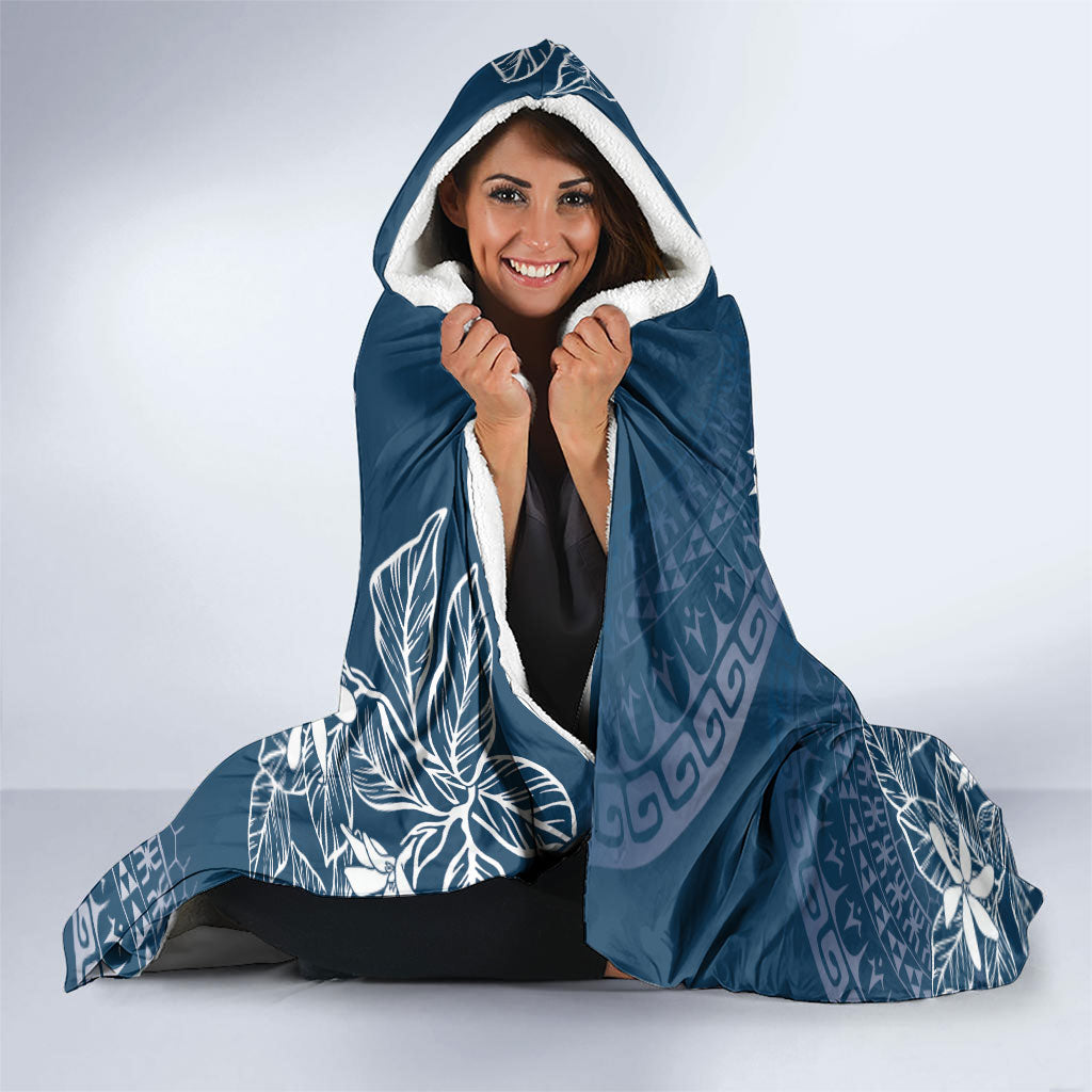 Navy Kuki Airani Tapakau Hooded Blanket Tribal Anchor Mix Tiare