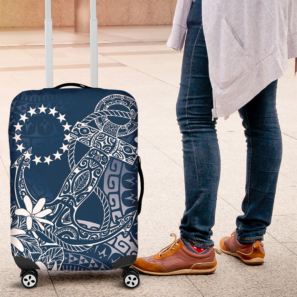Navy Kuki Airani Tapakau Luggage Cover Tribal Anchor Mix Tiare LT7 Navy - Polynesian Pride