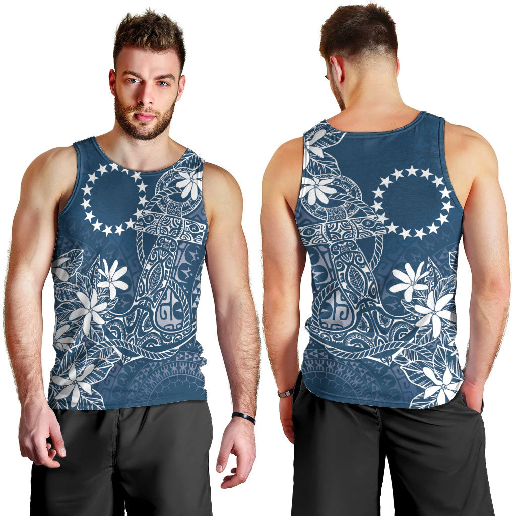Navy Kuki Airani Tapakau Men Tank Top Tribal Anchor Mix Tiare