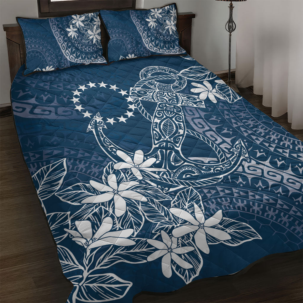 Navy Kuki Airani Tapakau Quilt Bed Set Tribal Anchor Mix Tiare LT7 Navy - Polynesian Pride