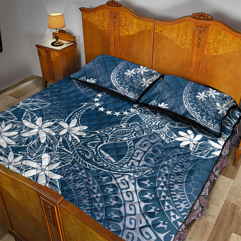 Navy Kuki Airani Tapakau Quilt Bed Set Tribal Anchor Mix Tiare
