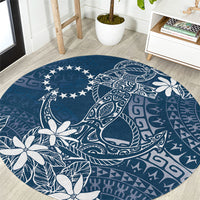 Navy Kuki Airani Tapakau Round Carpet Tribal Anchor Mix Tiare