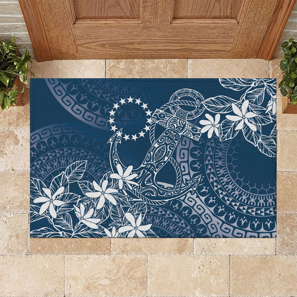 Navy Kuki Airani Tapakau Rubber Doormat Tribal Anchor Mix Tiare LT7 Navy - Polynesian Pride