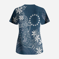 Navy Kuki Airani Tapakau Scrub Top Tribal Anchor Mix Tiare