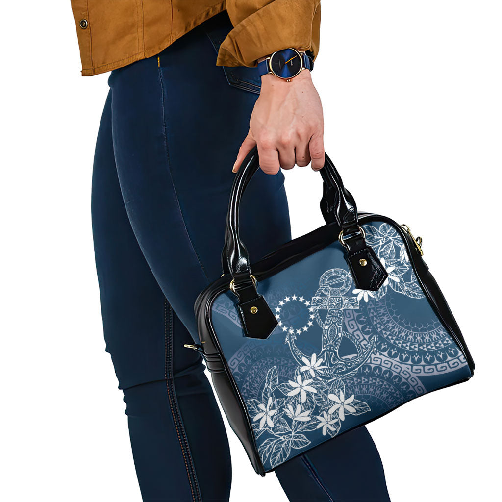 Navy Kuki Airani Tapakau Shoulder Handbag Tribal Anchor Mix Tiare