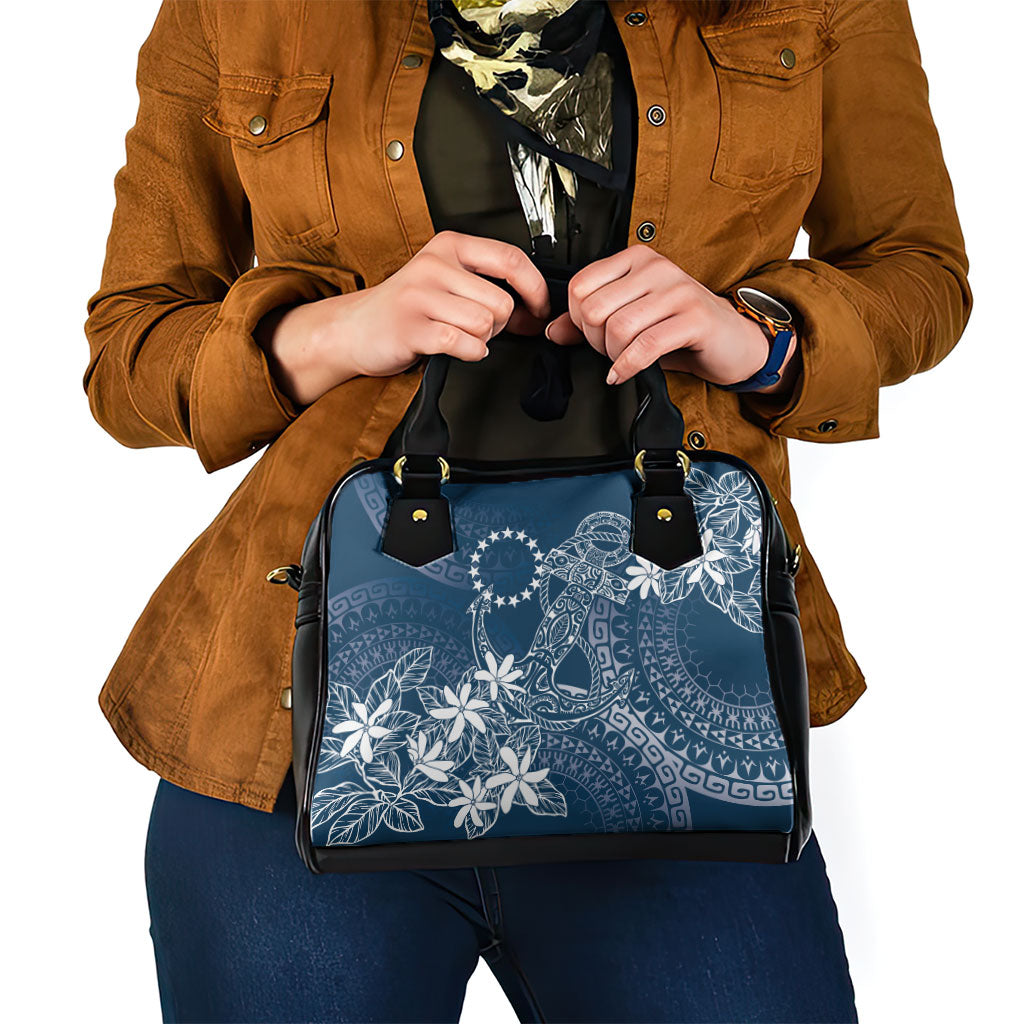 Navy Kuki Airani Tapakau Shoulder Handbag Tribal Anchor Mix Tiare