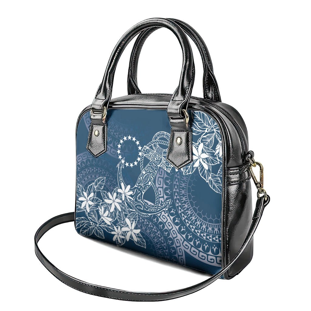 Navy Kuki Airani Tapakau Shoulder Handbag Tribal Anchor Mix Tiare
