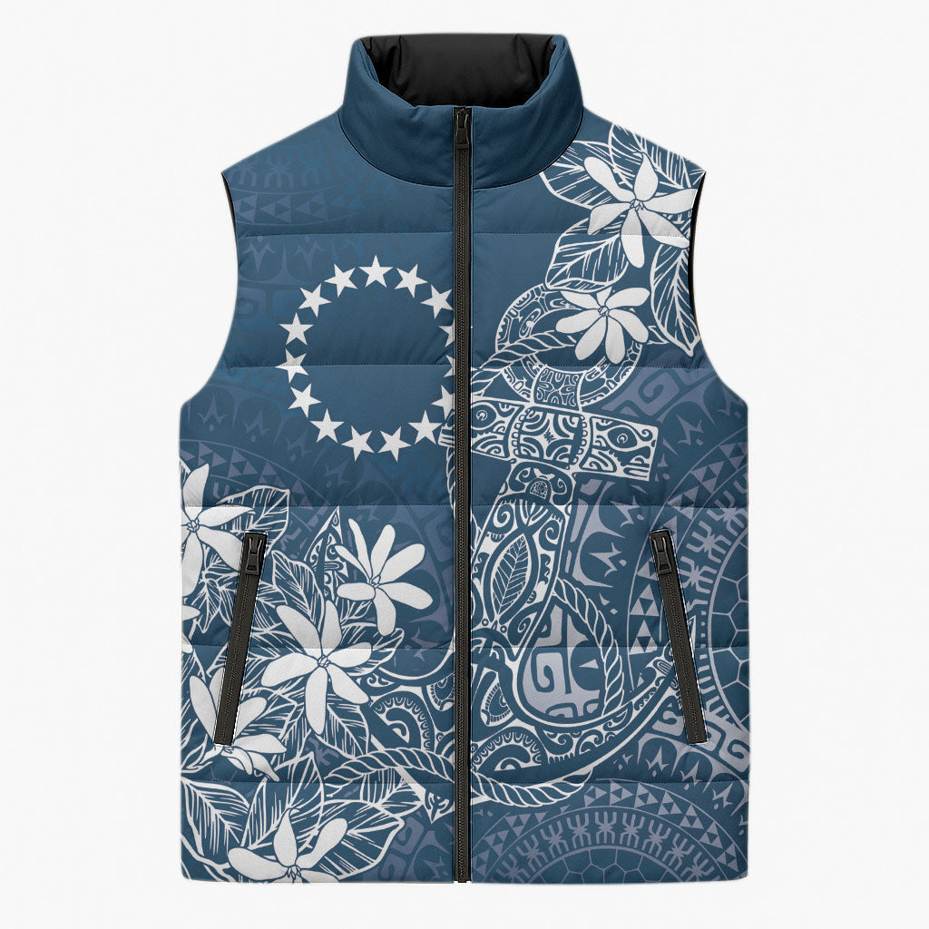 Navy Kuki Airani Tapakau Sleeveless Puffer Jacket Tribal Anchor Mix Tiare LT7 Unisex Navy - Polynesian Pride