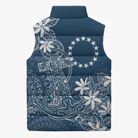 Navy Kuki Airani Tapakau Sleeveless Puffer Jacket Tribal Anchor Mix Tiare