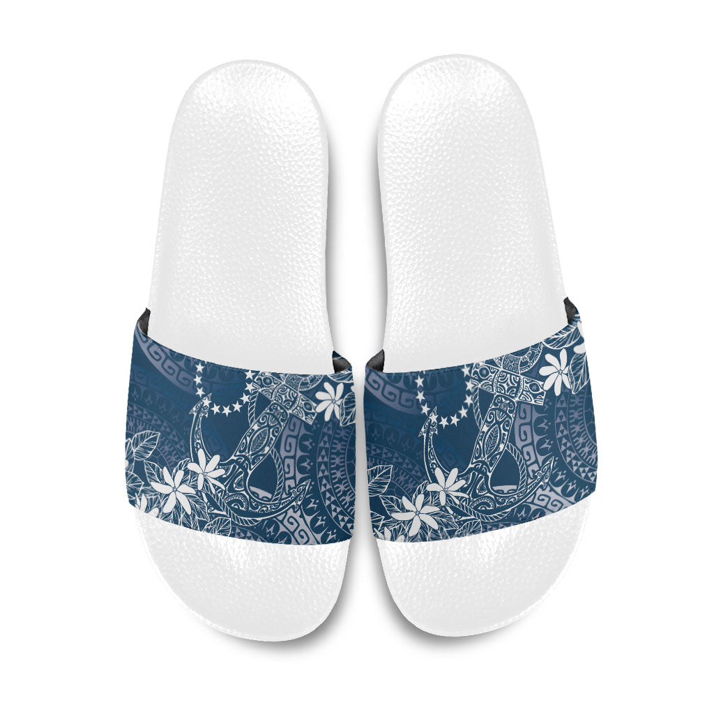 Navy Kuki Airani Tapakau Slide Sandals Tribal Anchor Mix Tiare