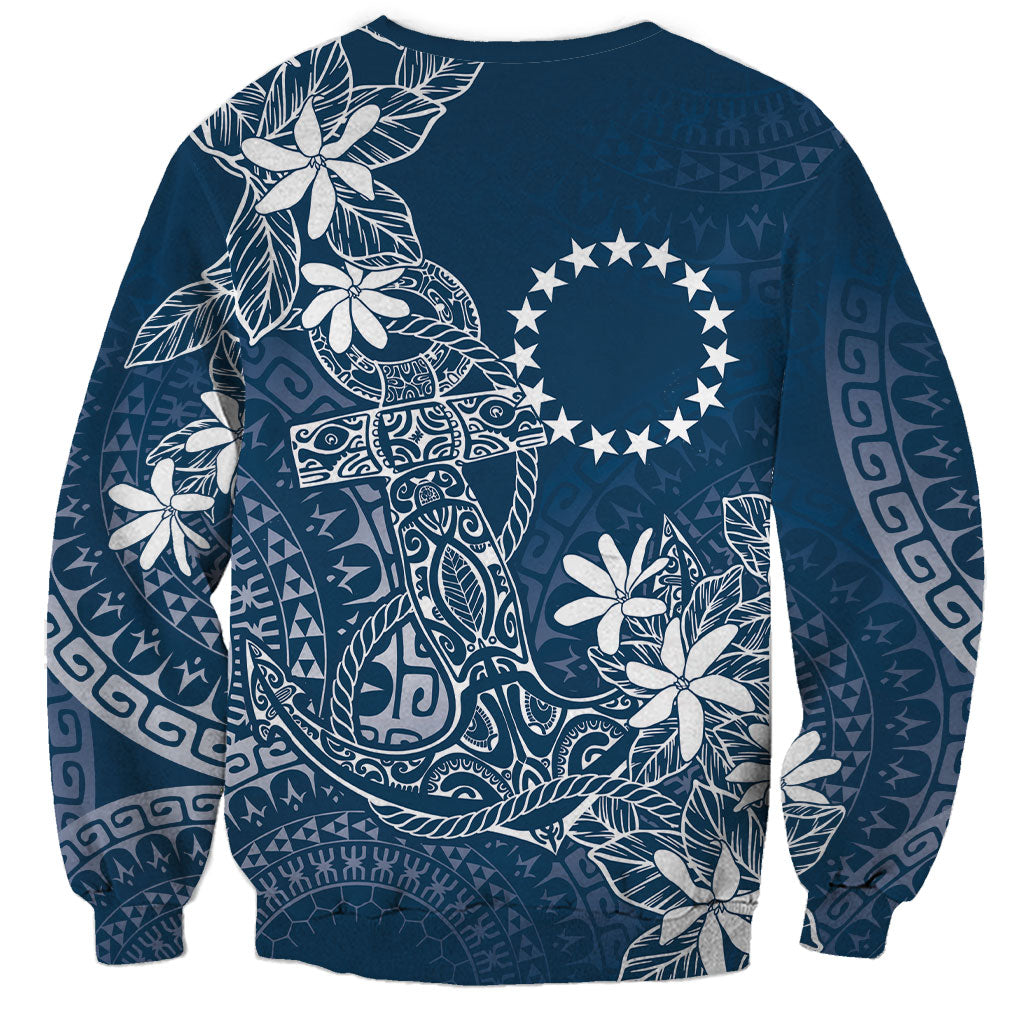Navy Kuki Airani Tapakau Sweatshirt Tribal Anchor Mix Tiare
