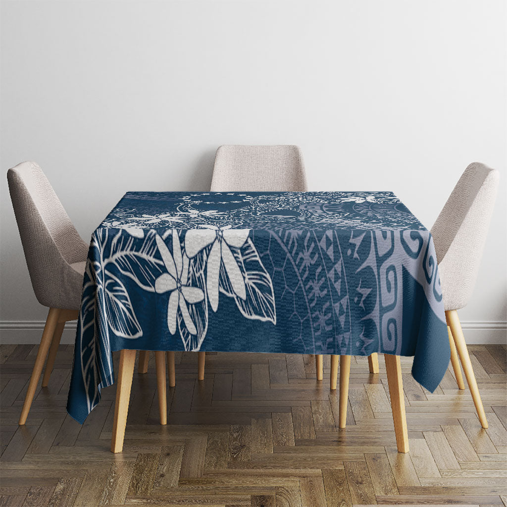 Navy Kuki Airani Tapakau Tablecloth Tribal Anchor Mix Tiare