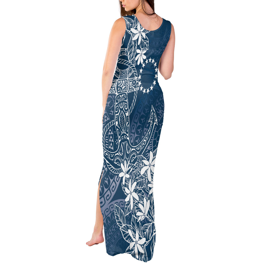 Navy Kuki Airani Tapakau Tank Maxi Dress Tribal Anchor Mix Tiare