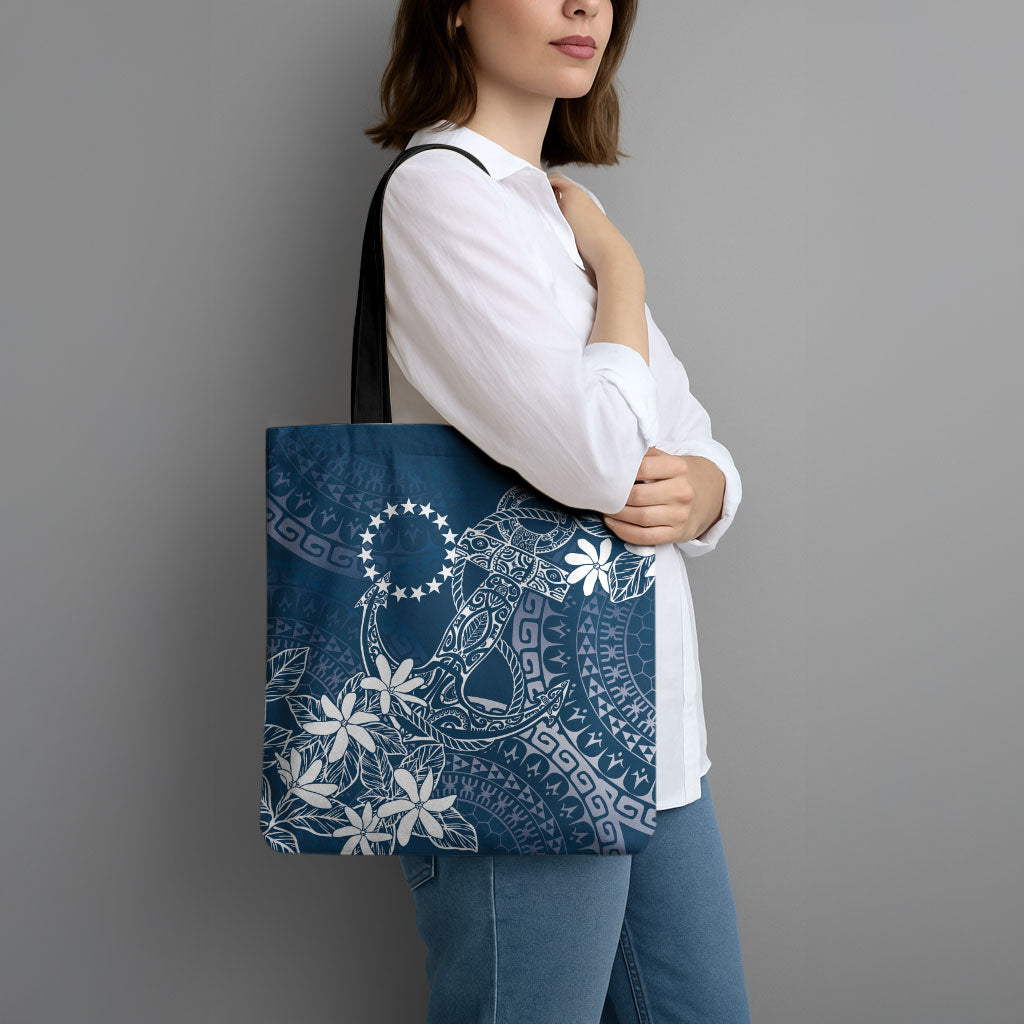 Navy Kuki Airani Tapakau Tote Bag Tribal Anchor Mix Tiare