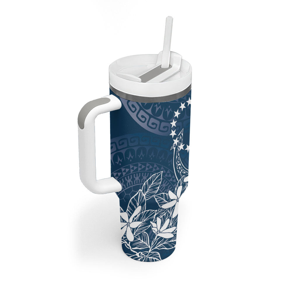 Navy Kuki Airani Tapakau Tumbler With Handle Tribal Anchor Mix Tiare