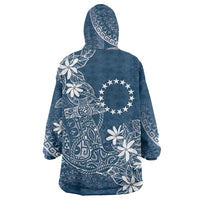 Navy Kuki Airani Tapakau Wearable Blanket Hoodie Tribal Anchor Mix Tiare