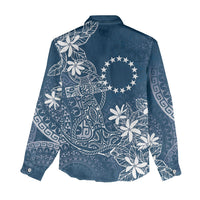 Navy Kuki Airani Tapakau Women Casual Shirt Tribal Anchor Mix Tiare