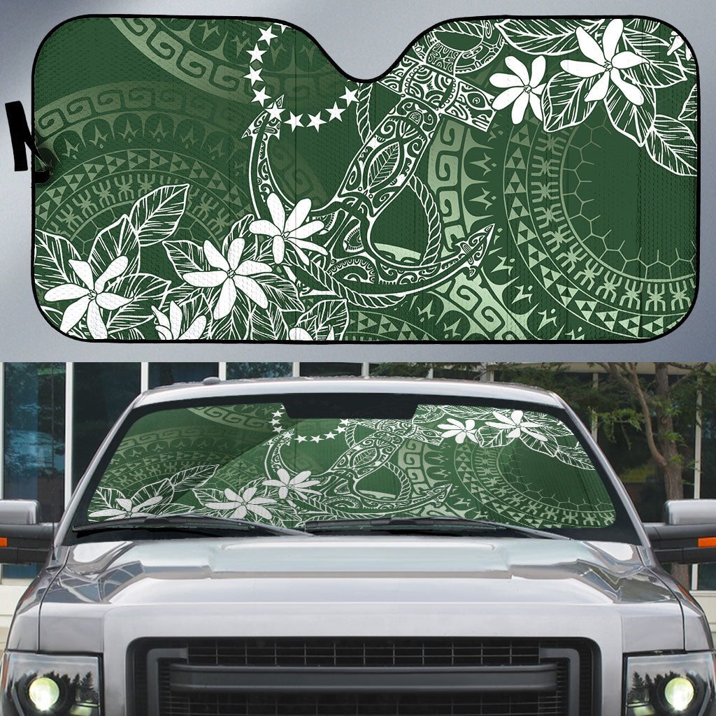 Sage Green Kuki Airani Tapakau Auto Sun Shade Tribal Anchor Mix Tiare