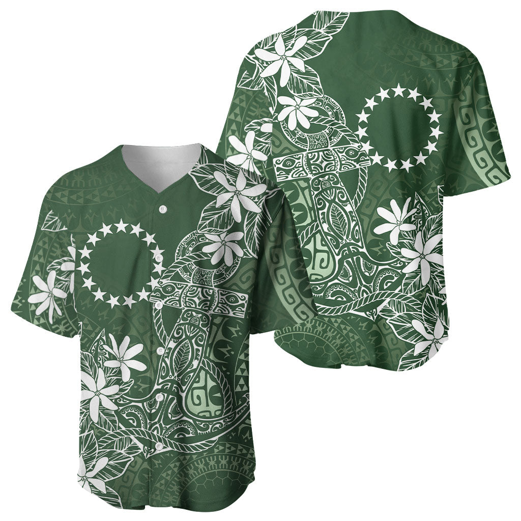 Sage Green Kuki Airani Tapakau Baseball Jersey Tribal Anchor Mix Tiare